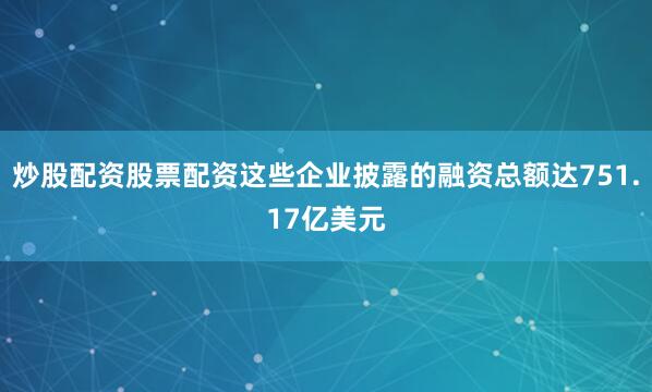 炒股配资股票配资这些企业披露的融资总额达751.17亿美元